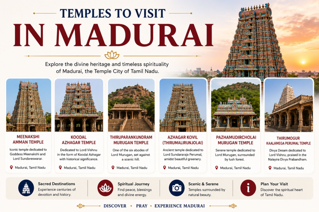 Temples to Visit in Madurai மதுரையில் தரிசிக்க வேண்டிய முக்கிய கோவில்கள் temple to visit in madurai